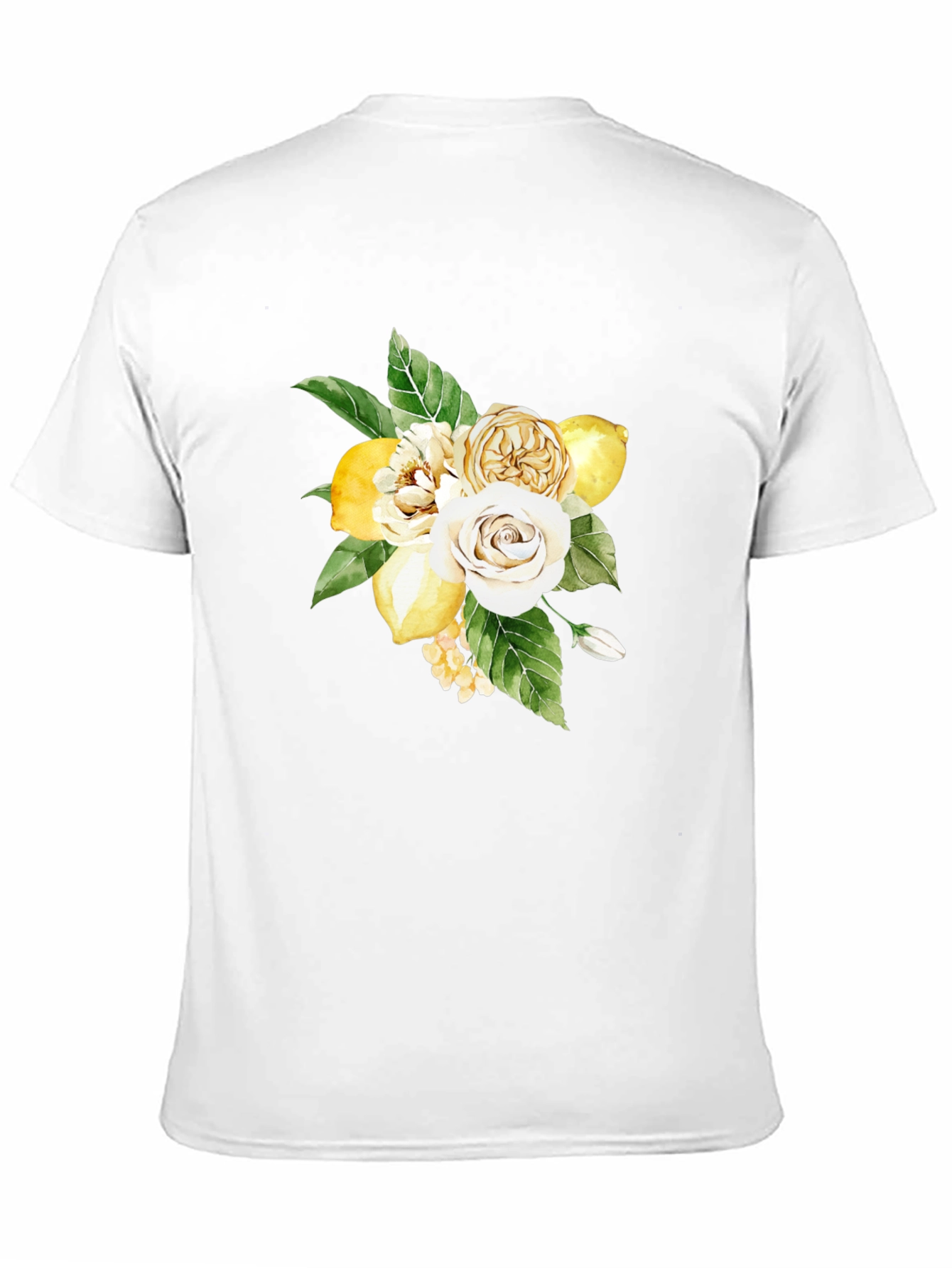 Floral Lemon Bouquet Graphic Black T-Shirt