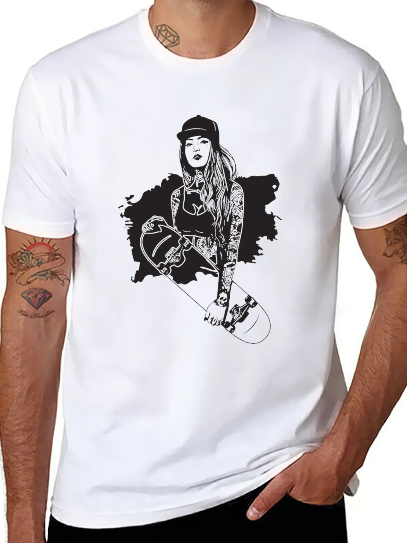 Skater Girl Skateboard Skateboarding Skateboarder Unisex Casual T-Shirt – Clean Design For Daily Comfort