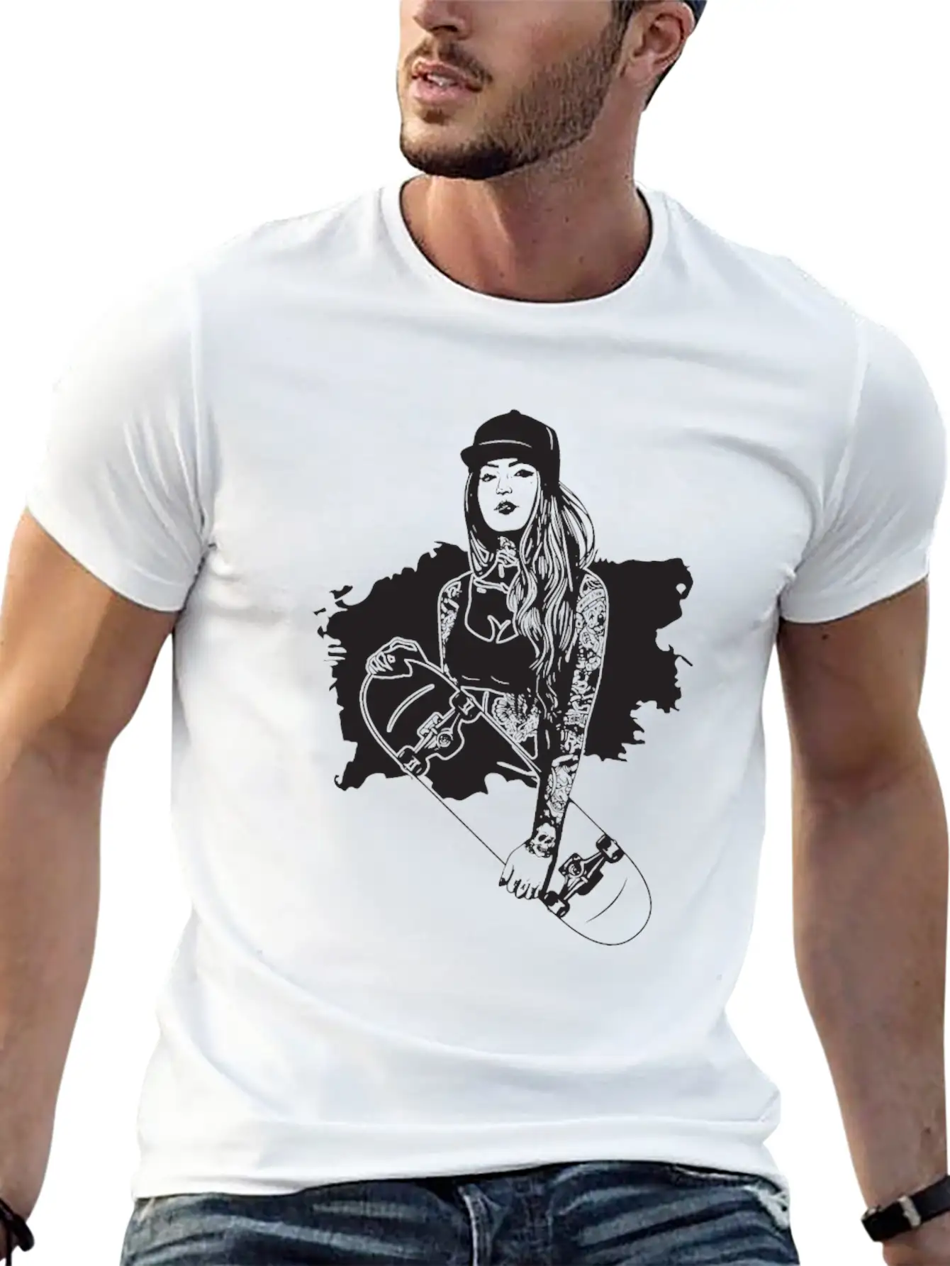 Skater Girl Skateboard Skateboarding Skateboarder Unisex Casual T-Shirt – Clean Design For Daily Comfort