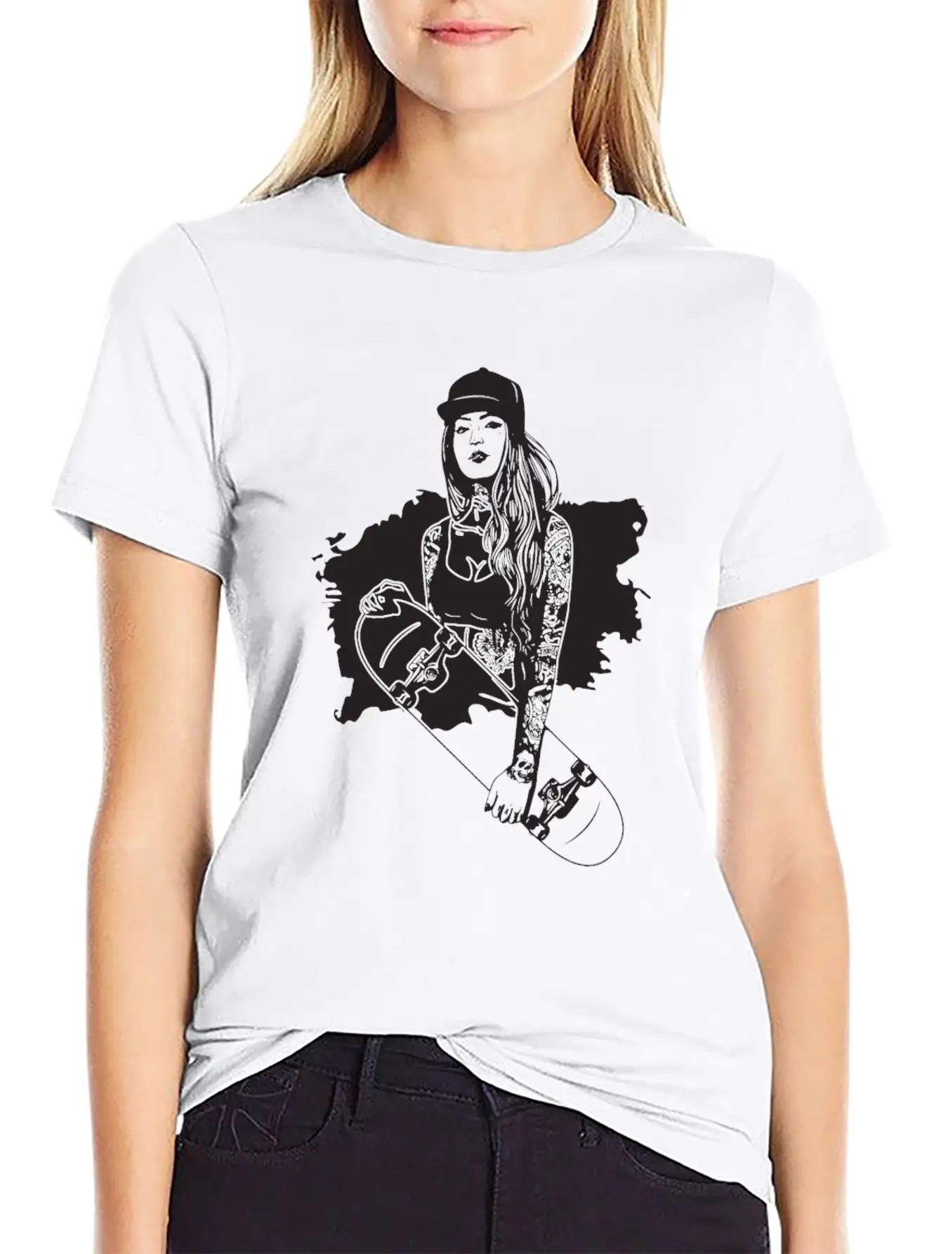 Skater Girl Skateboard Skateboarding Skateboarder Unisex Casual T-Shirt – Clean Design For Daily Comfort