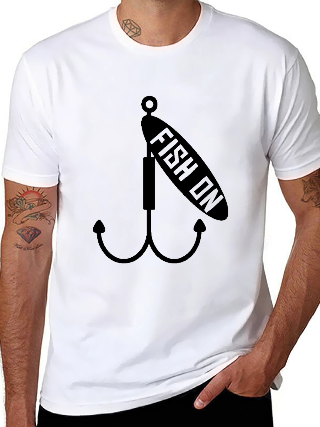 Fish On Lure Graphic Tee - Black Cotton Blend