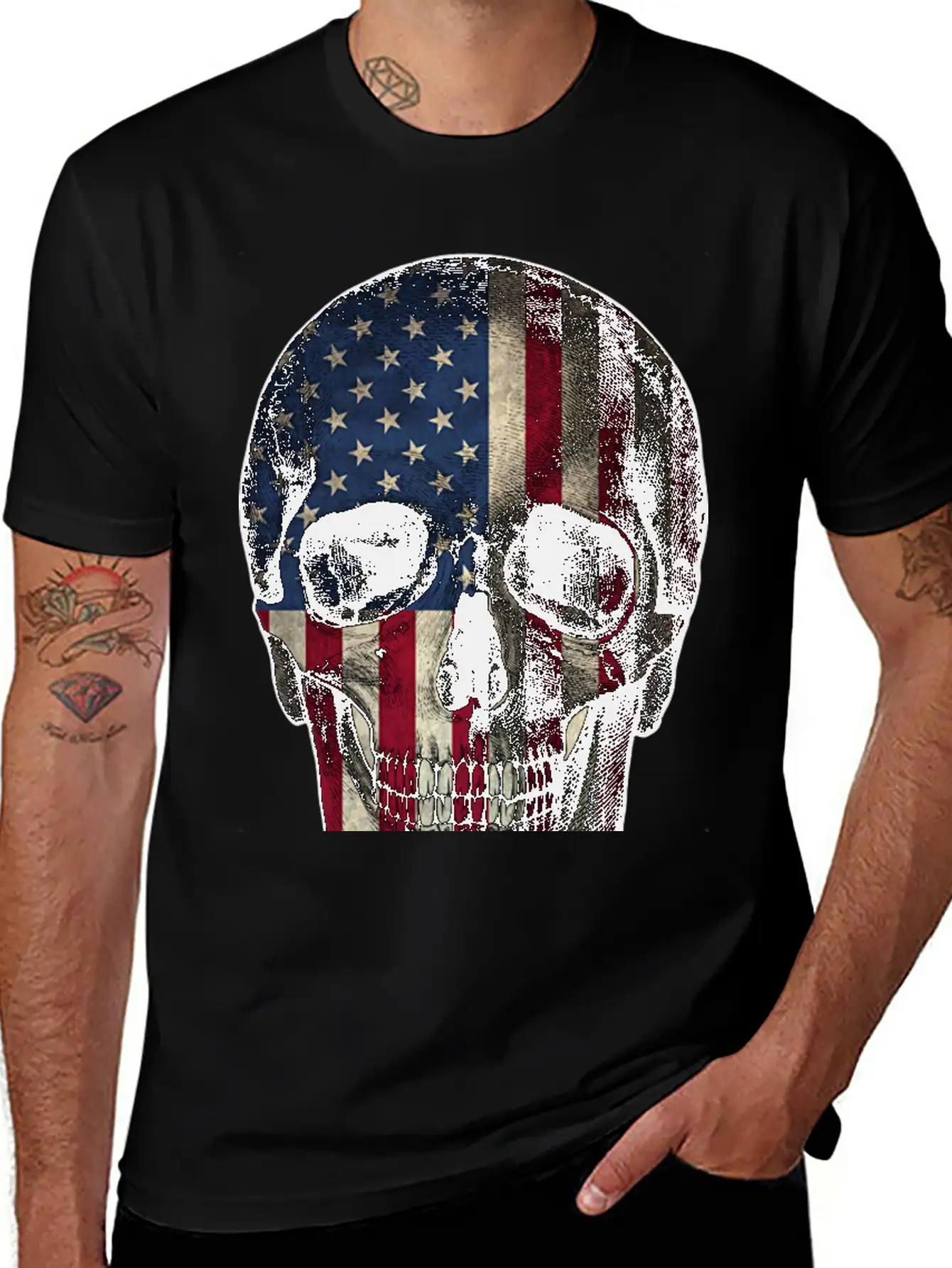 Skull American Flag Unisex Casual T-Shirt – Clean Design For Daily Comfort