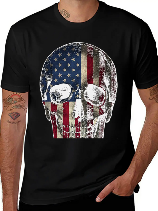 Skull American Flag Unisex Casual T-Shirt – Clean Design For Daily Comfort