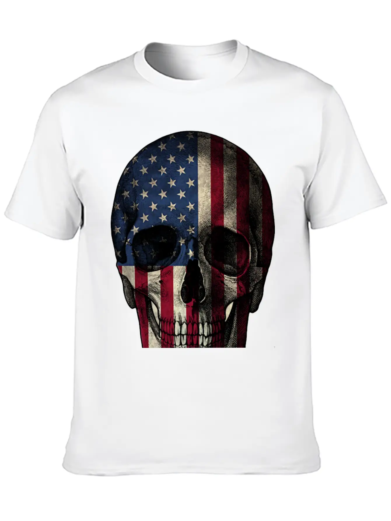 Skull American Flag Unisex Casual T-Shirt – Clean Design For Daily Comfort