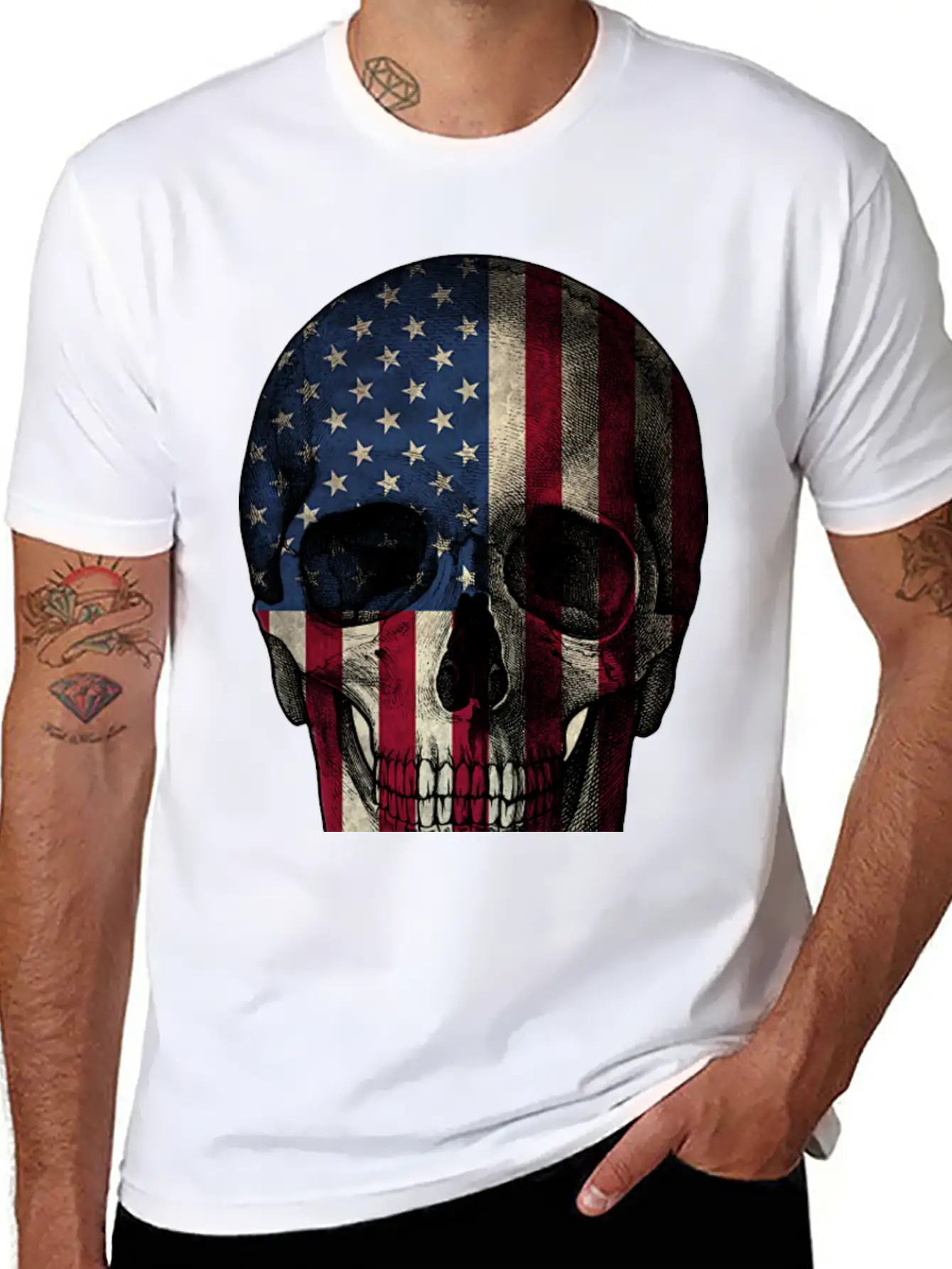 Skull American Flag Unisex Casual T-Shirt – Clean Design For Daily Comfort