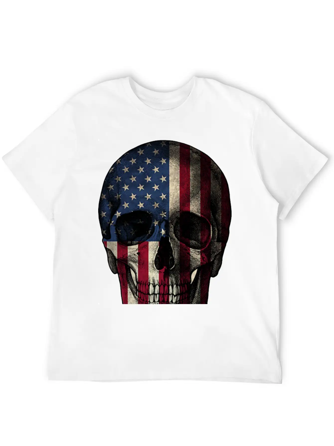 Skull American Flag Unisex Casual T-Shirt – Clean Design For Daily Comfort