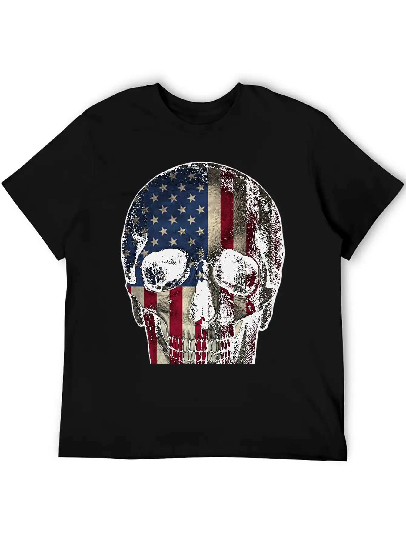 Skull American Flag Unisex Casual T-Shirt – Clean Design For Daily Comfort