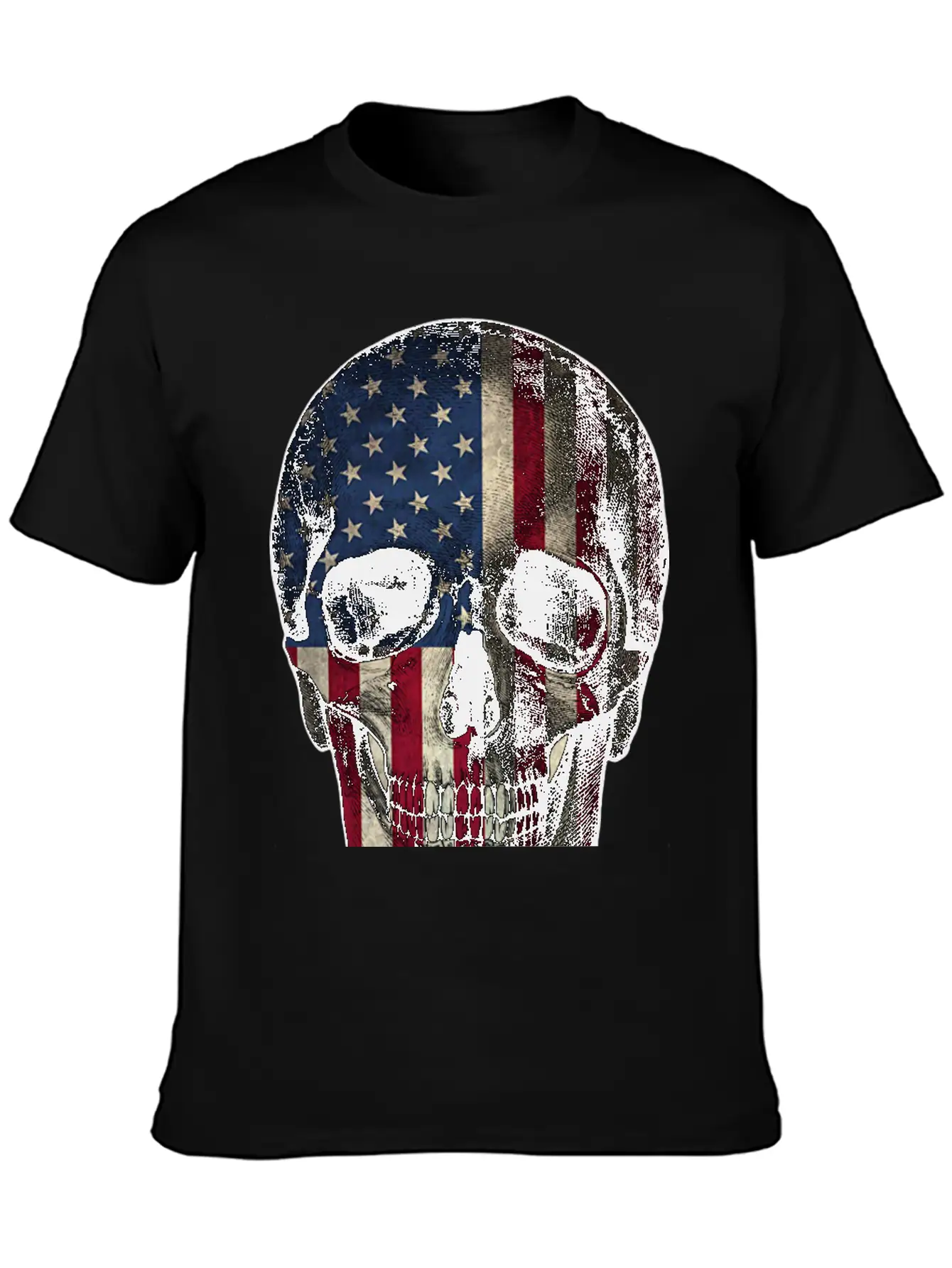 Skull American Flag Unisex Casual T-Shirt – Clean Design For Daily Comfort