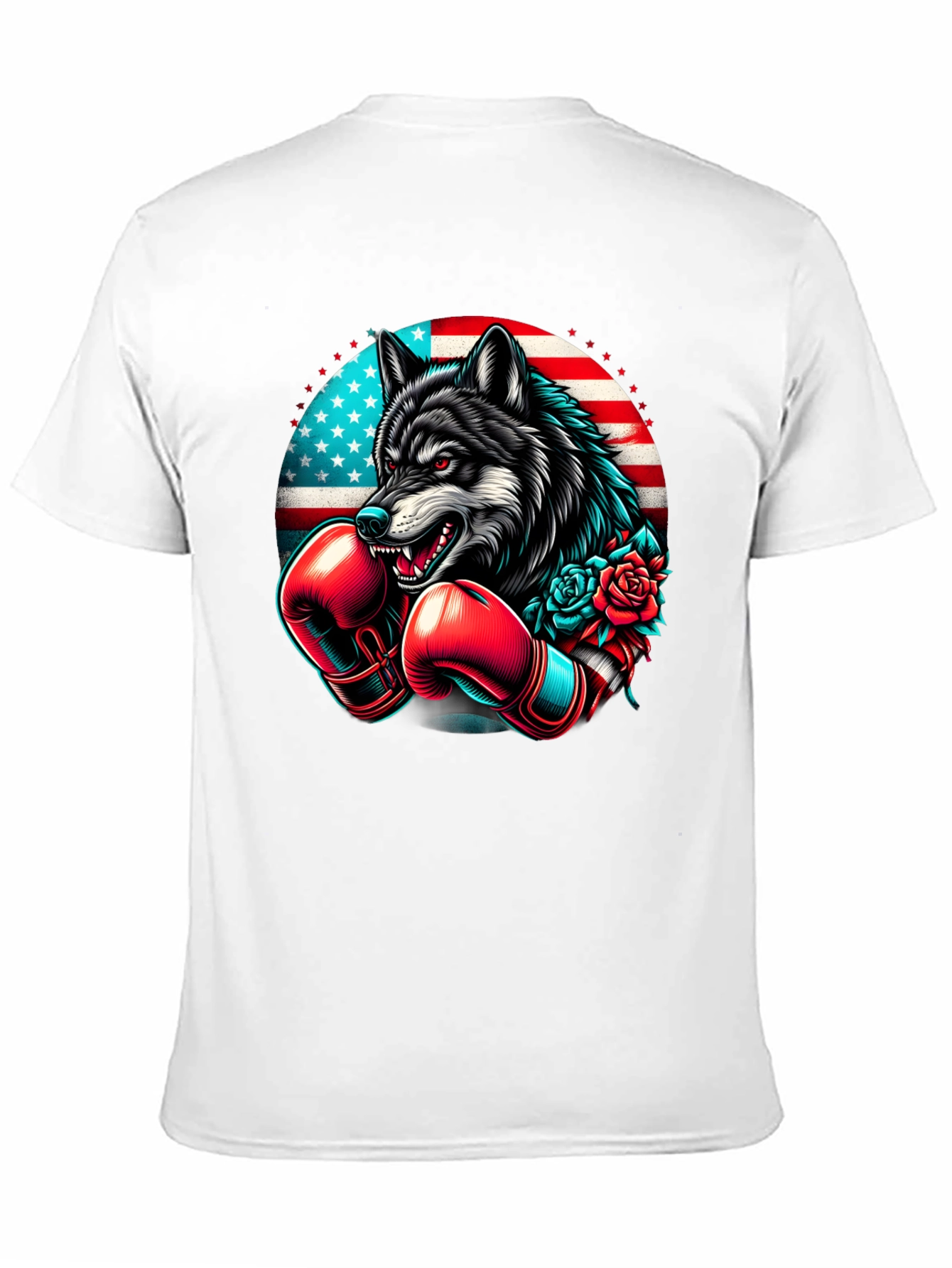Wolf Boxer USA Flag Graphic Tee