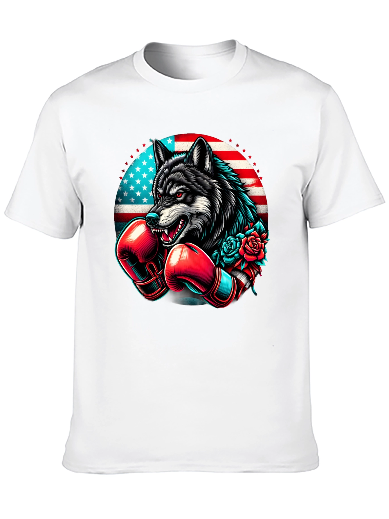 Wolf Boxer USA Flag Graphic Tee