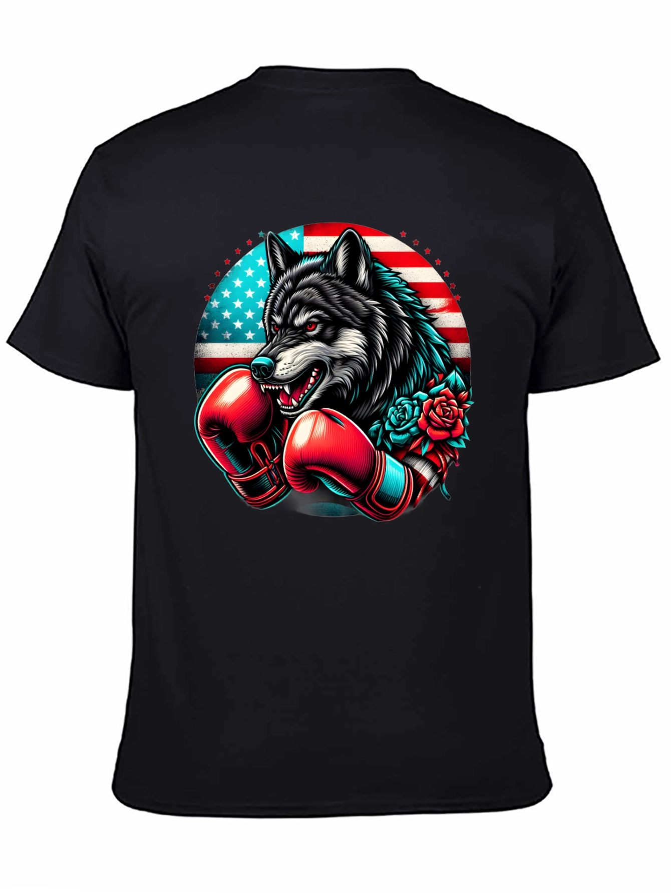 Wolf Boxer USA Flag Graphic Tee
