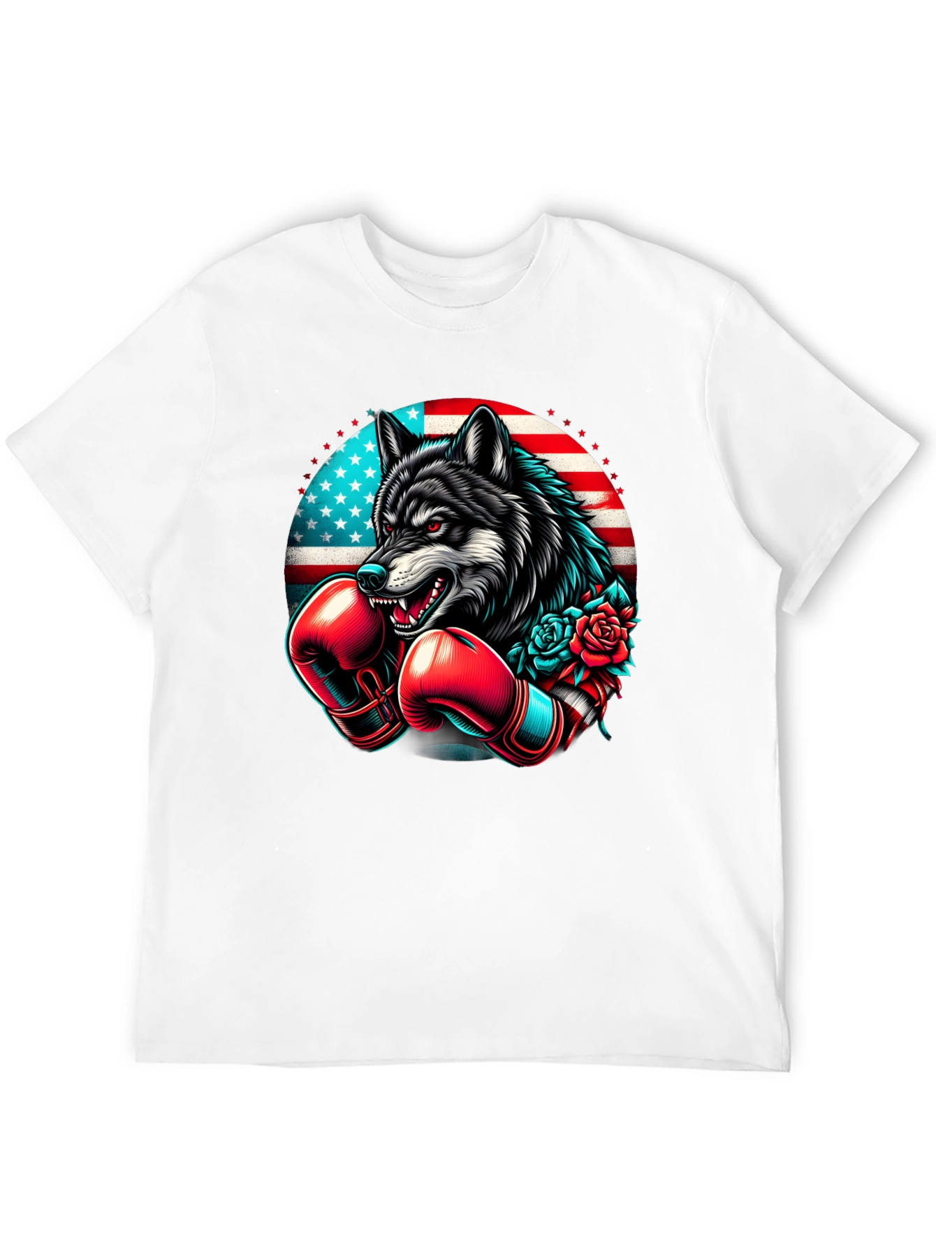 Wolf Boxer USA Flag Graphic Tee