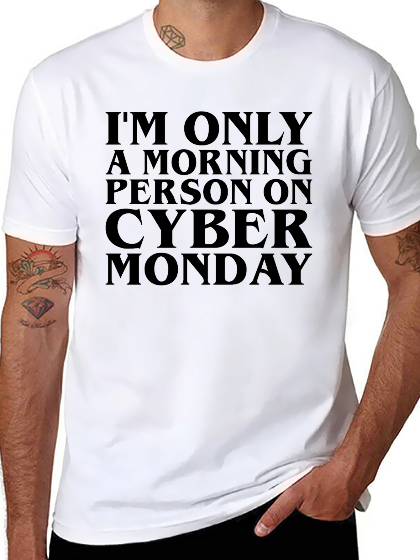 Cyber Monday Morning Person Black T-Shirt