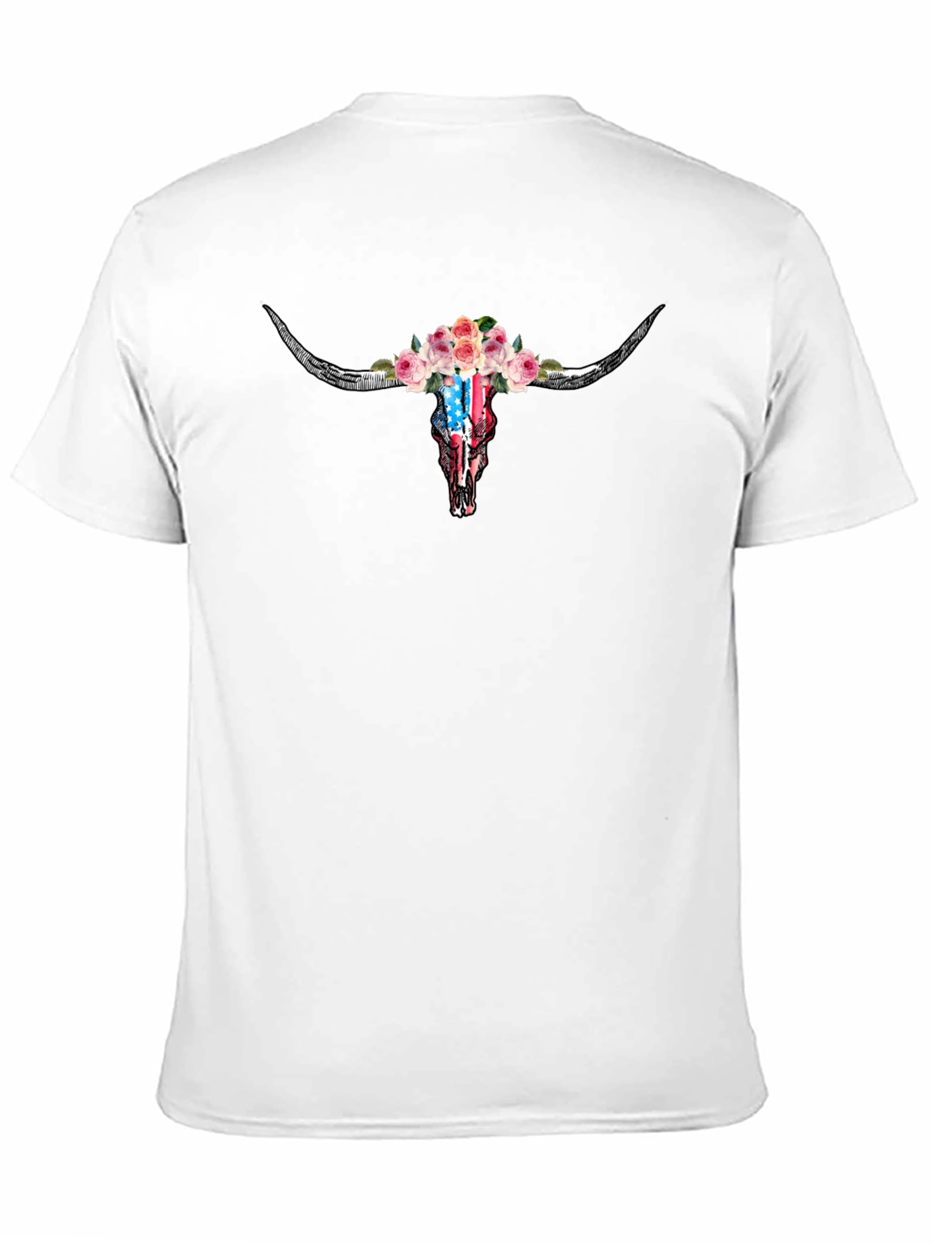 Floral Steer Skull Graphic T-Shirt