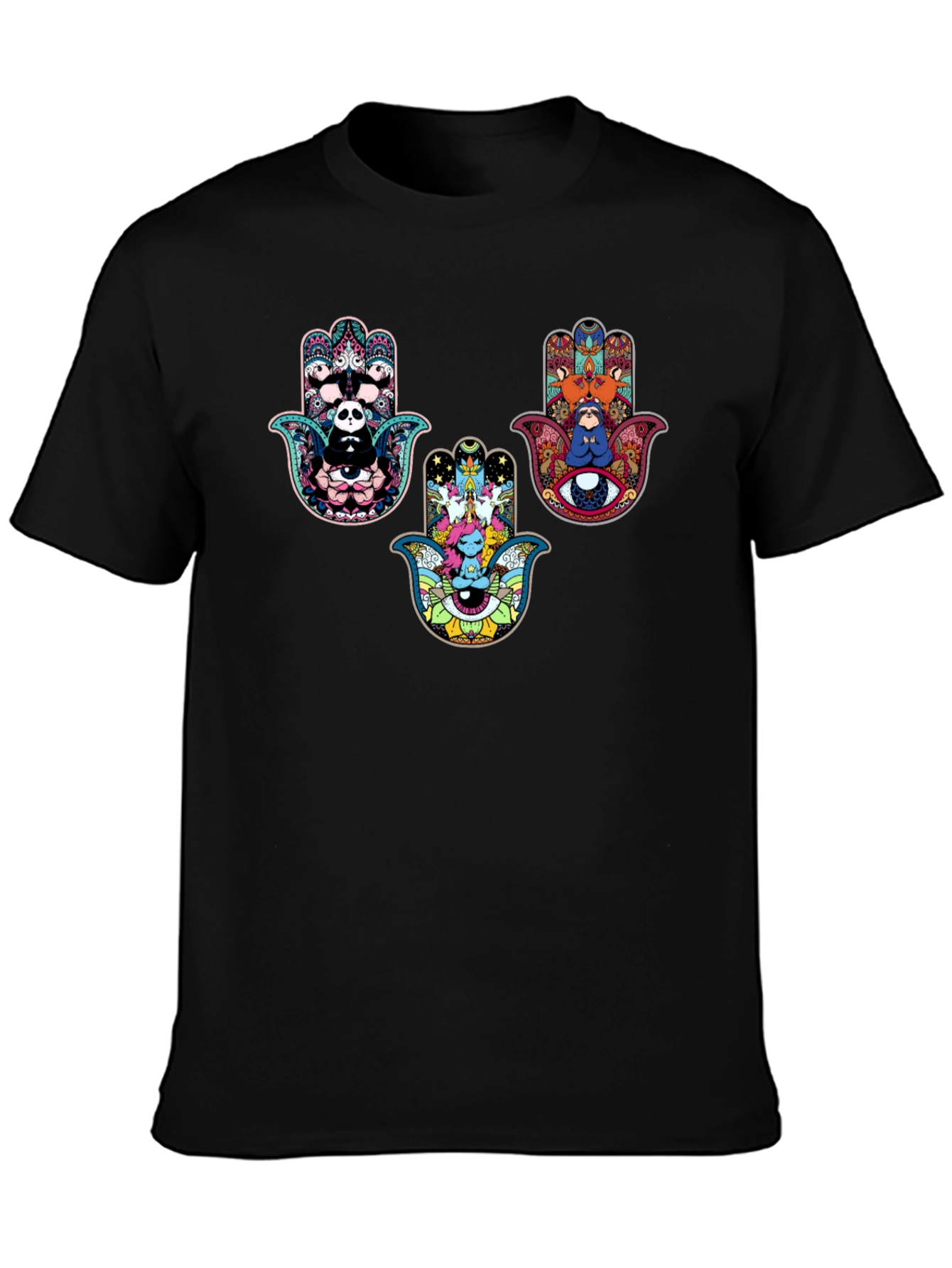 Hamsa Hand Graphic Print Black Tee