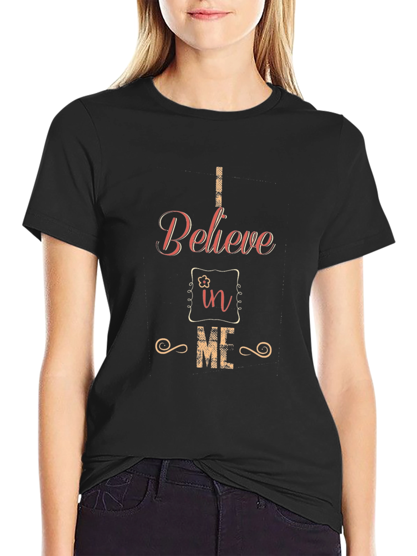 Believe in ME Black Graphic T-Shirt