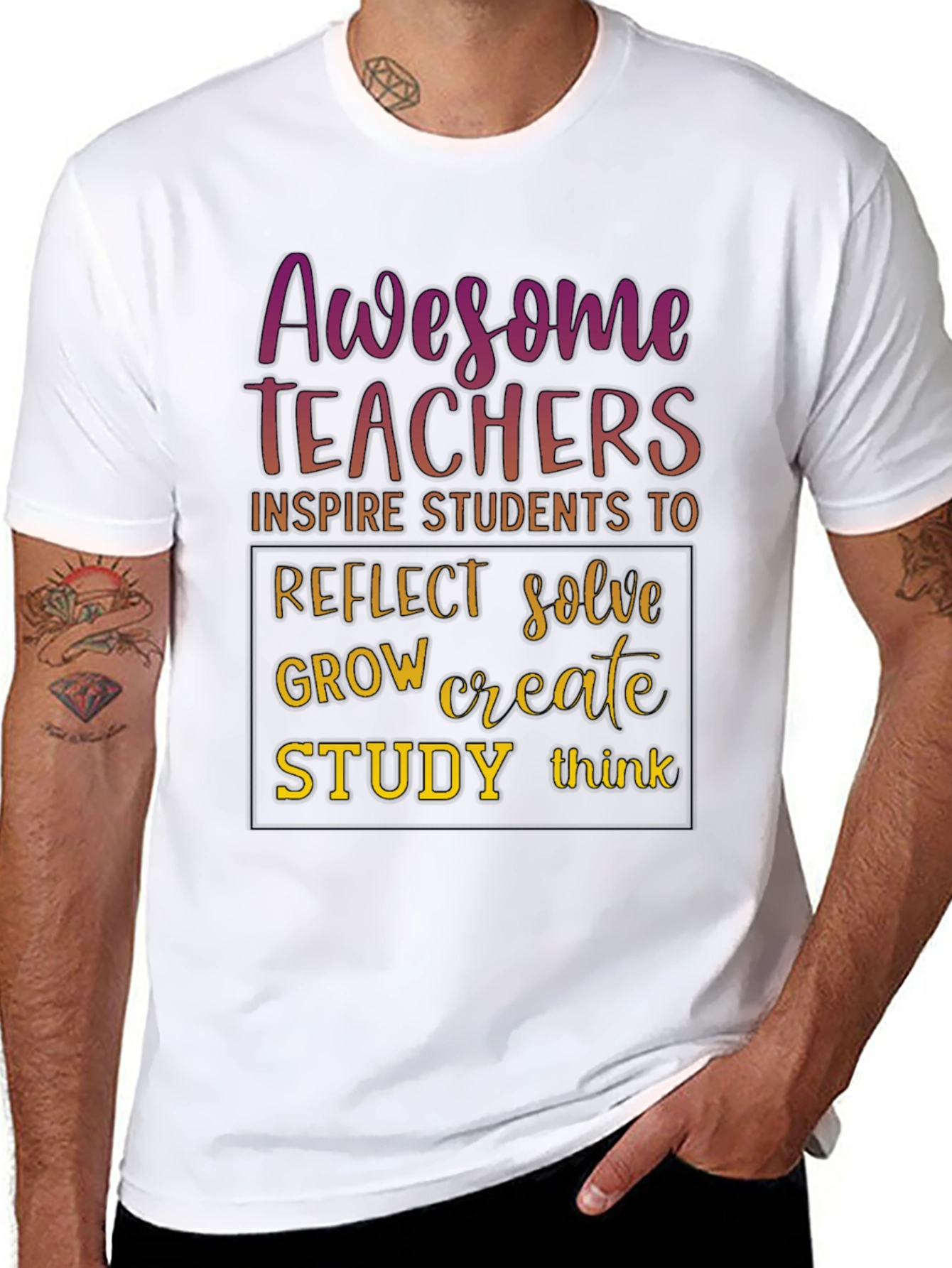Awesome Teachers T-Shirt - Inspire Reflect Grow