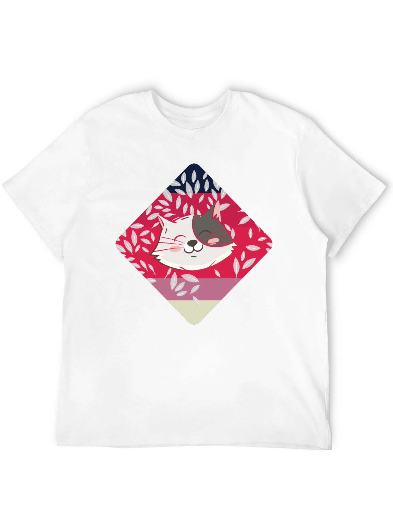 Cute Cat Graphic Tee - Black Cotton Blend T-Shirt
