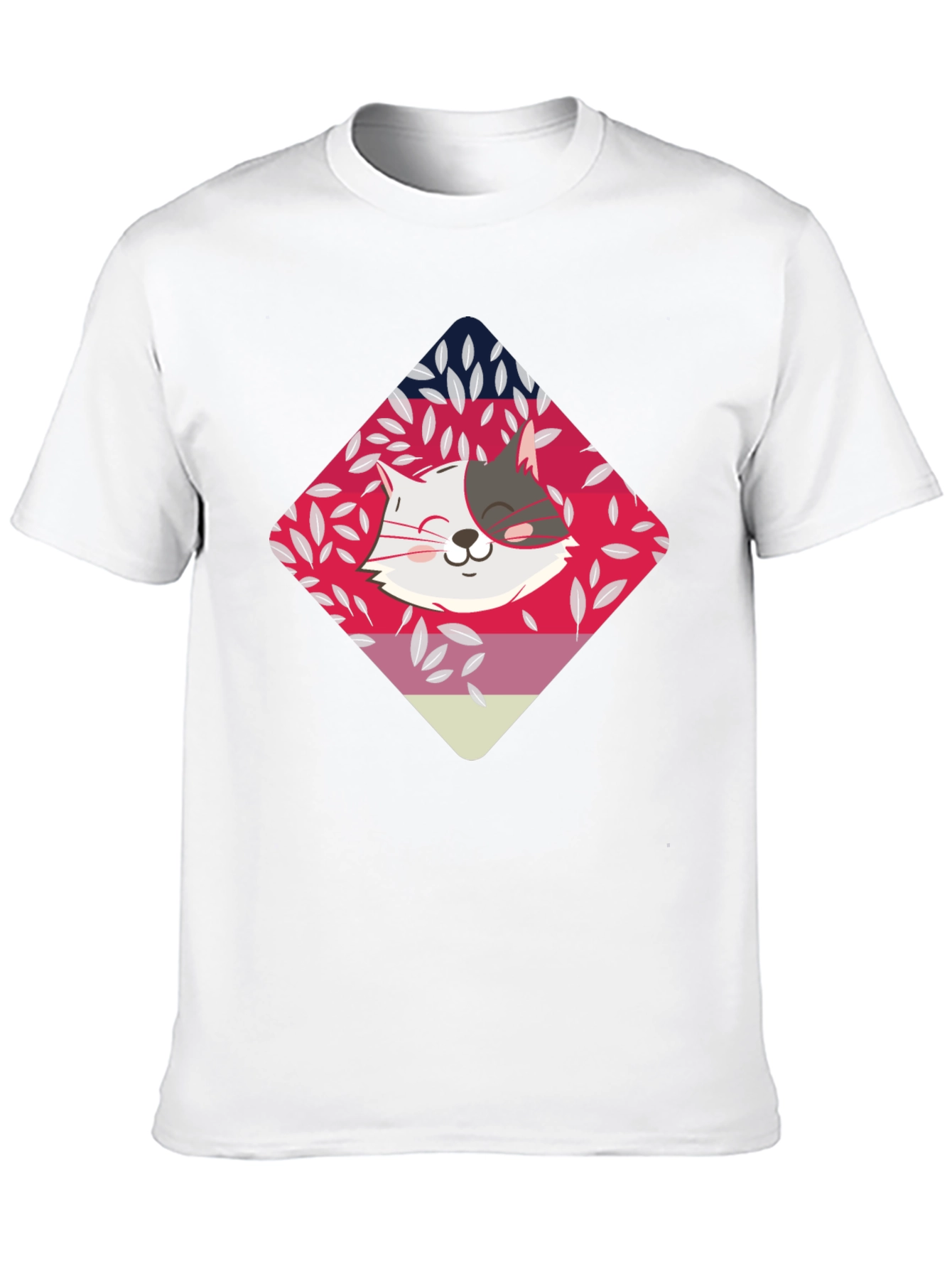 Cute Cat Graphic Tee - Black Cotton Blend T-Shirt