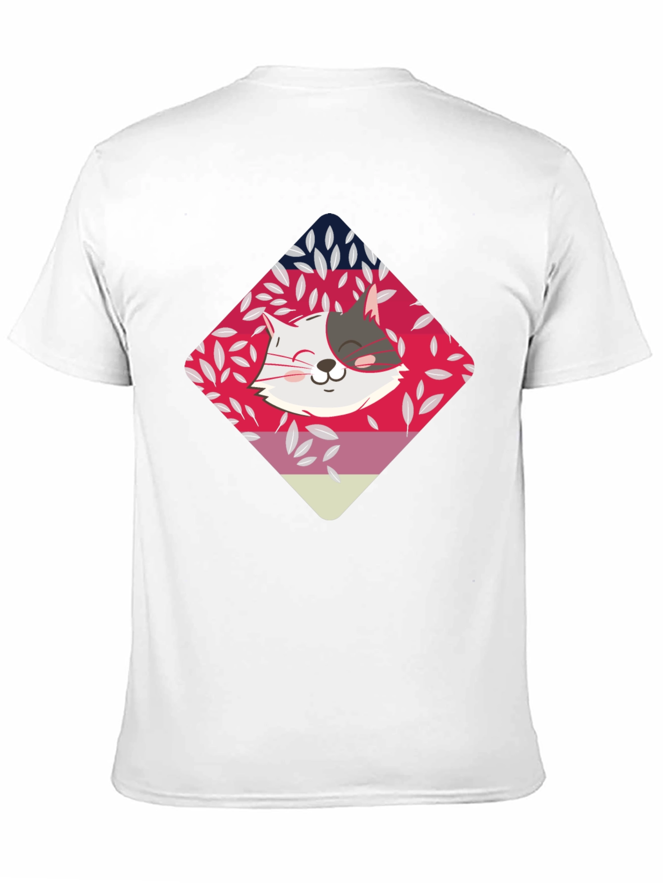 Cute Cat Graphic Tee - Black Cotton Blend T-Shirt