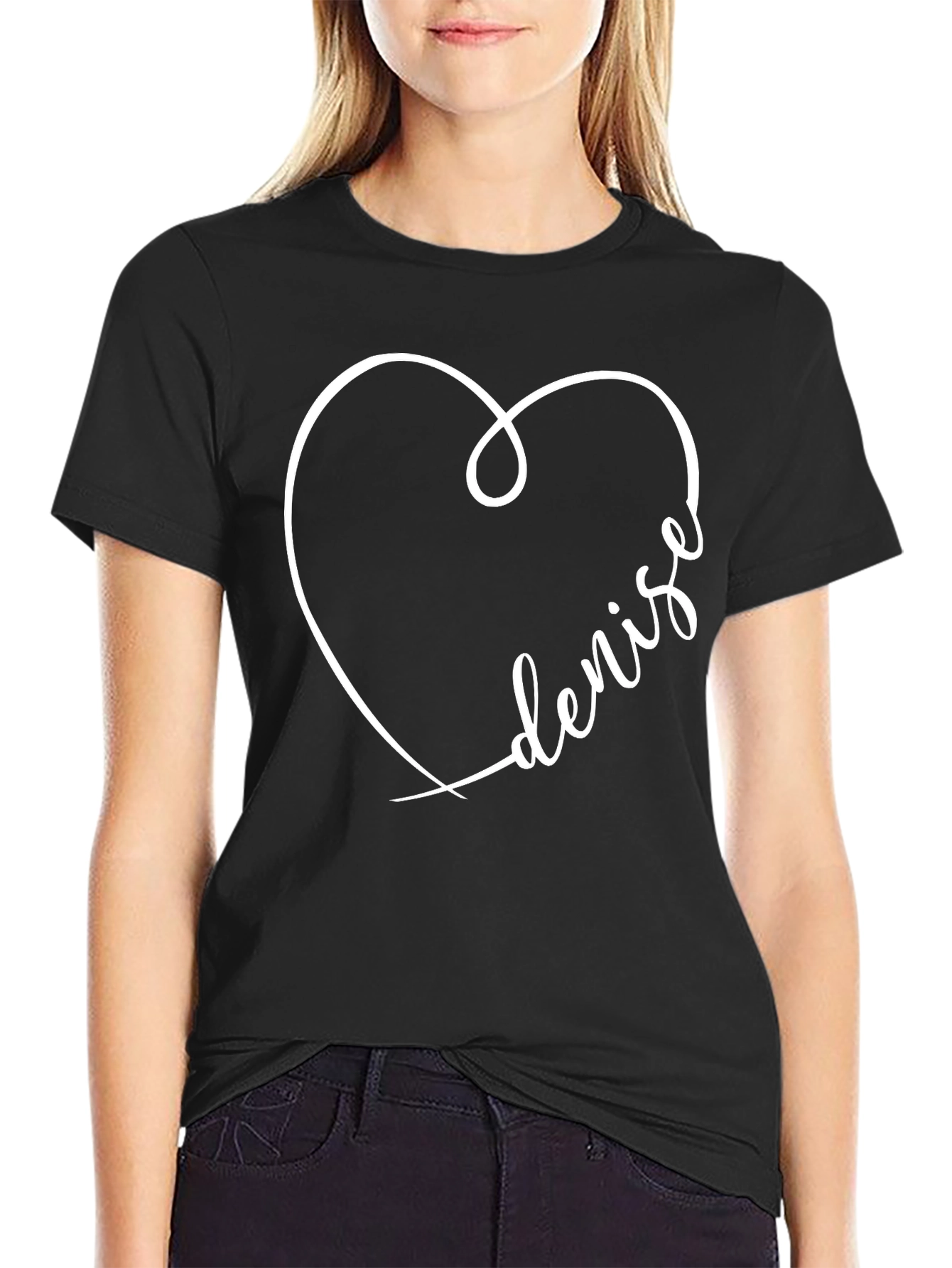 Denise Heart Graphic Tee - Black Casual T-Shirt