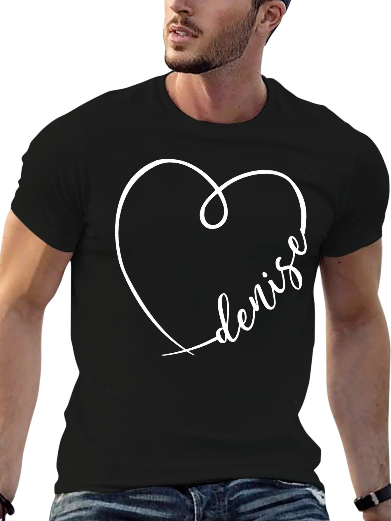 Denise Heart Graphic Tee - Black Casual T-Shirt