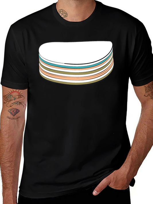 Retro Striped Stack Graphic Tee - Black