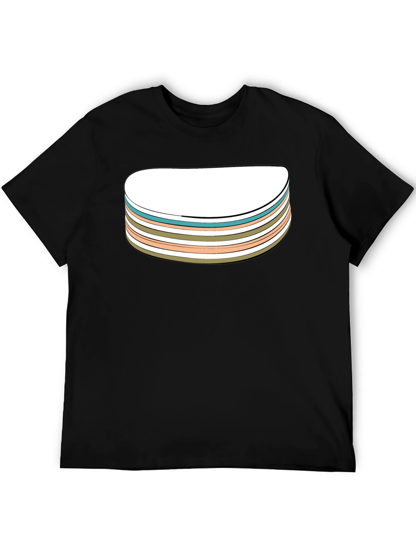 Retro Striped Stack Graphic Tee - Black