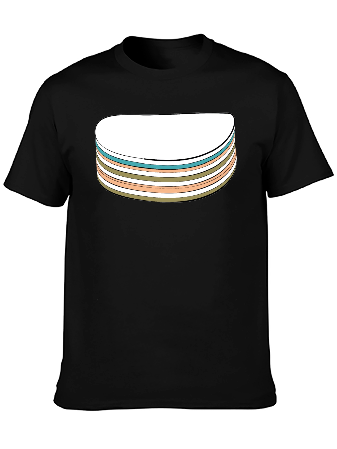 Retro Striped Stack Graphic Tee - Black