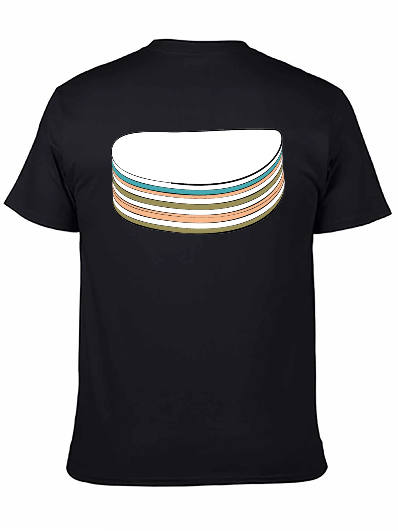 Retro Striped Stack Graphic Tee - Black