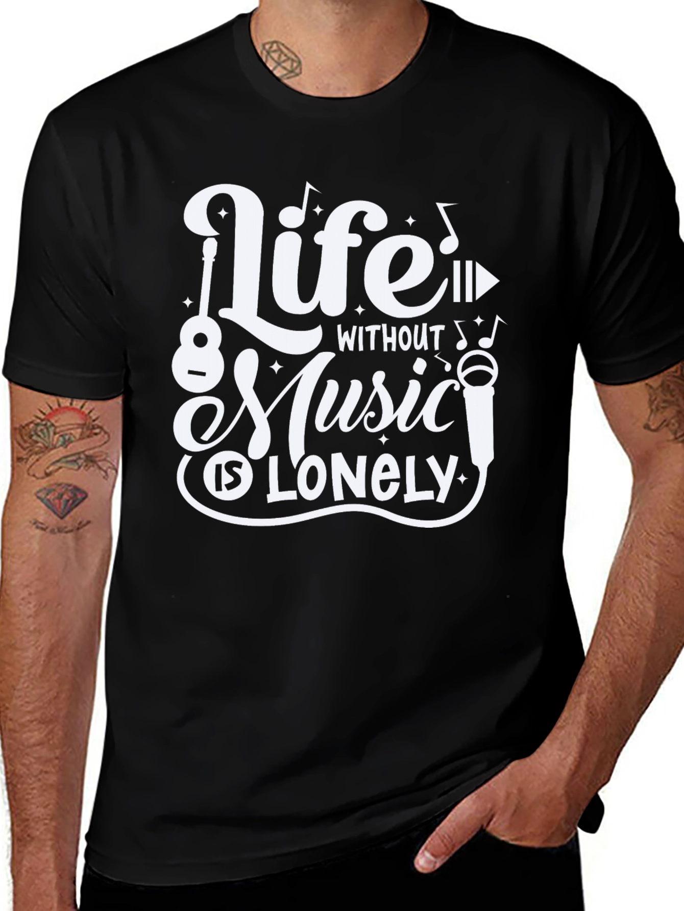 Life Without Music Black Graphic Tee