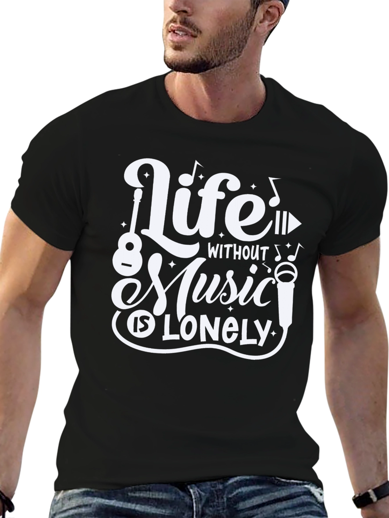 Life Without Music Black Graphic Tee