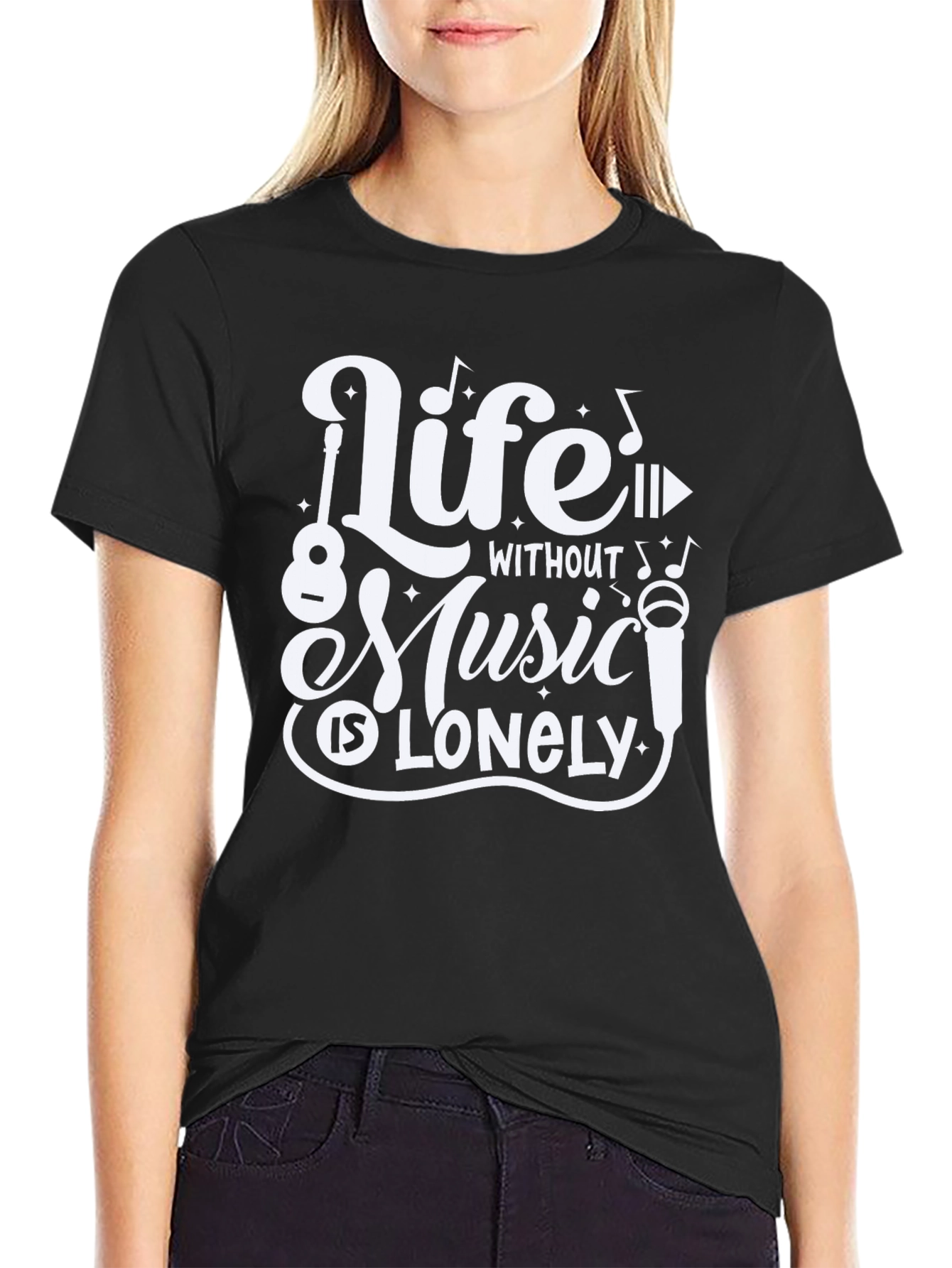 Life Without Music Black Graphic Tee