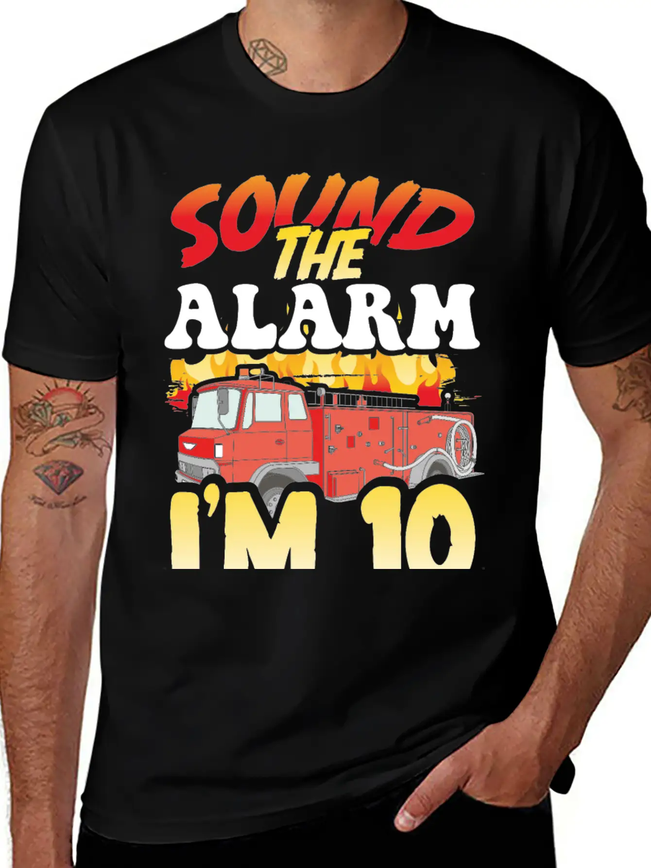 Sound The Alarm I'm 10 Little Firefighter 10th Unisex Casual T-Shirt – Clean Design For Daily Comfort
