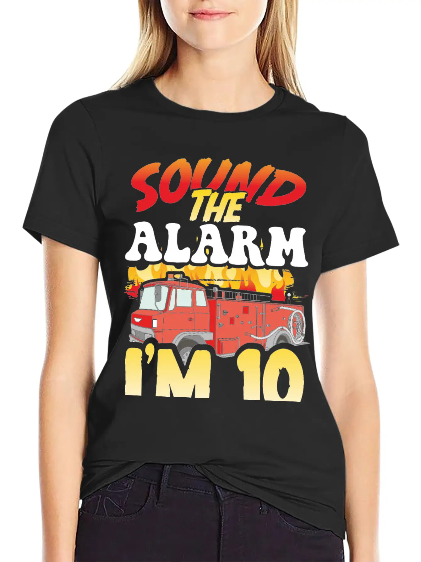 Sound The Alarm I'm 10 Little Firefighter 10th Unisex Casual T-Shirt – Clean Design For Daily Comfort