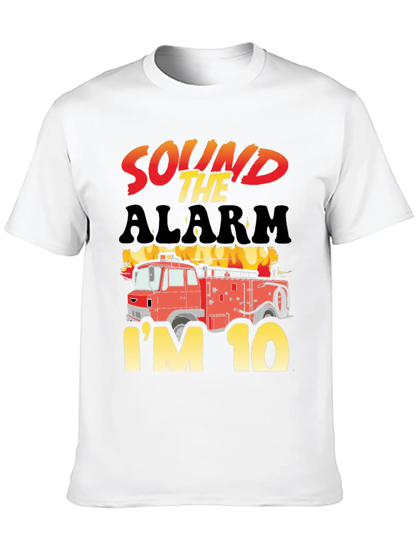 Sound The Alarm I'm 10 Little Firefighter 10th Unisex Casual T-Shirt – Clean Design For Daily Comfort