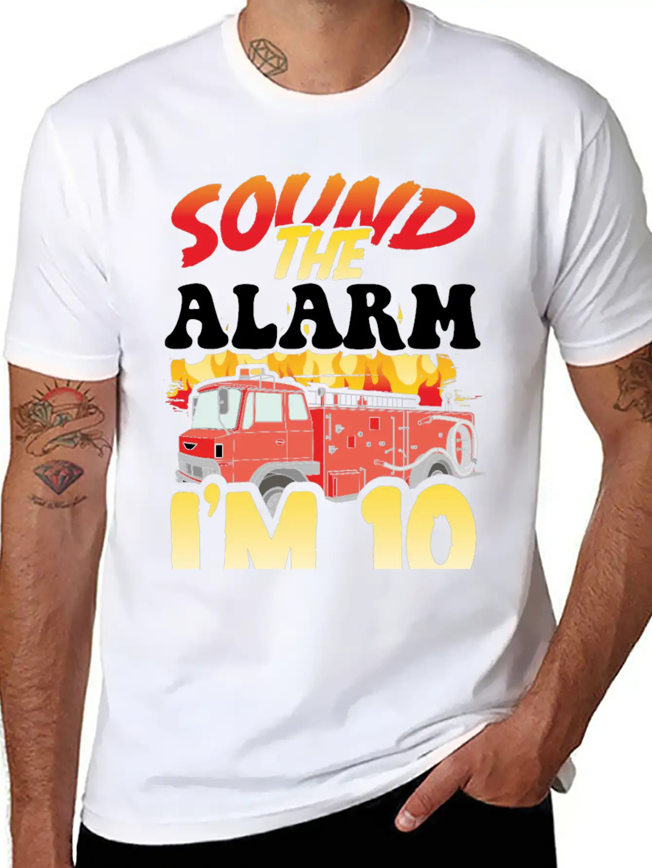 Sound The Alarm I'm 10 Little Firefighter 10th Unisex Casual T-Shirt – Clean Design For Daily Comfort