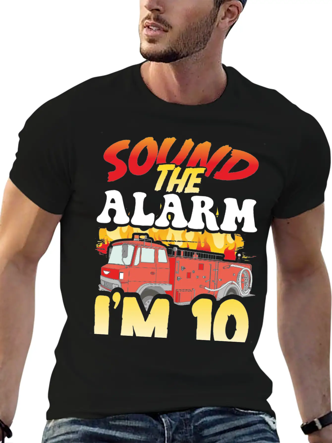 Sound The Alarm I'm 10 Little Firefighter 10th Unisex Casual T-Shirt – Clean Design For Daily Comfort