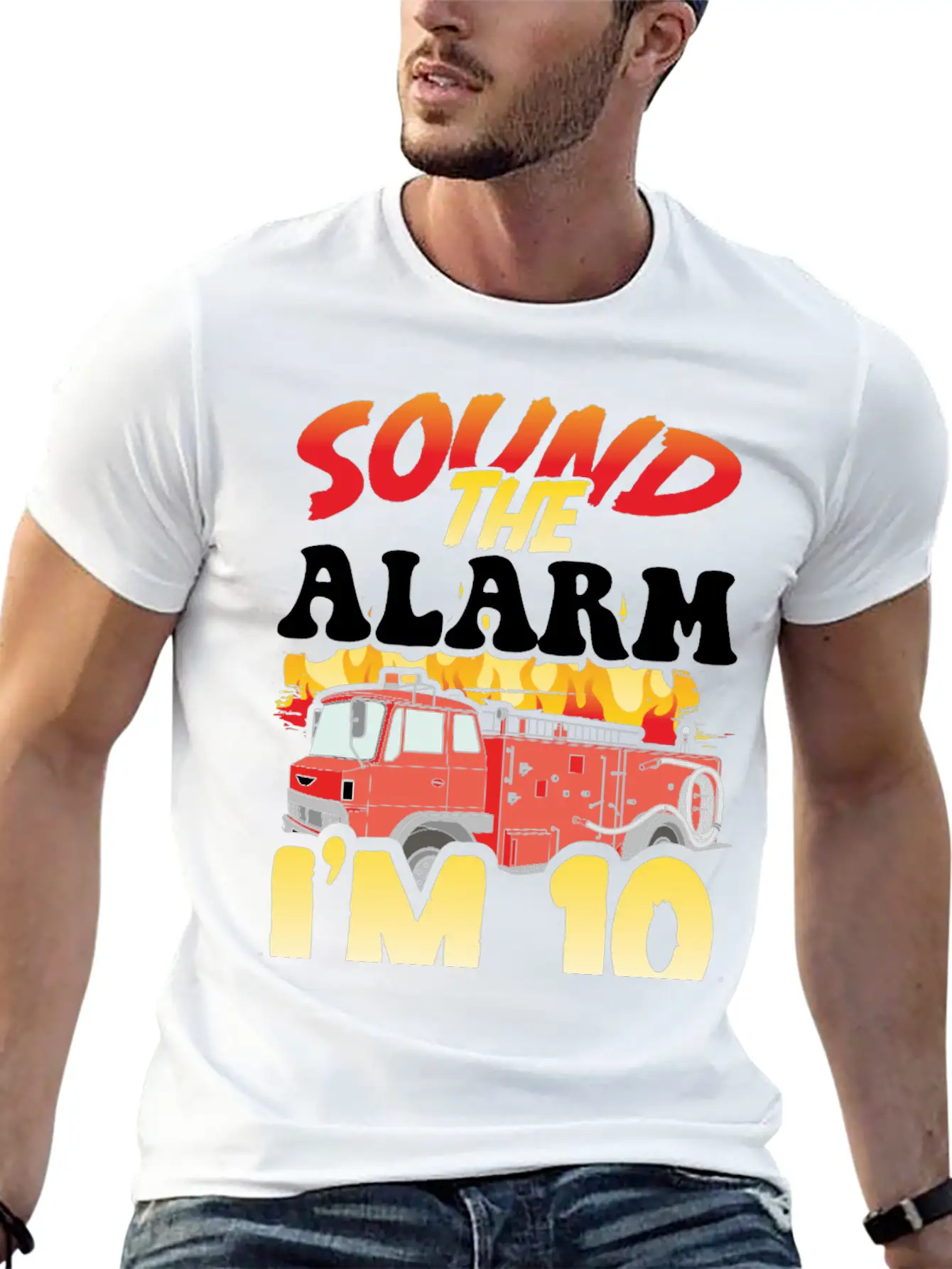 Sound The Alarm I'm 10 Little Firefighter 10th Unisex Casual T-Shirt – Clean Design For Daily Comfort