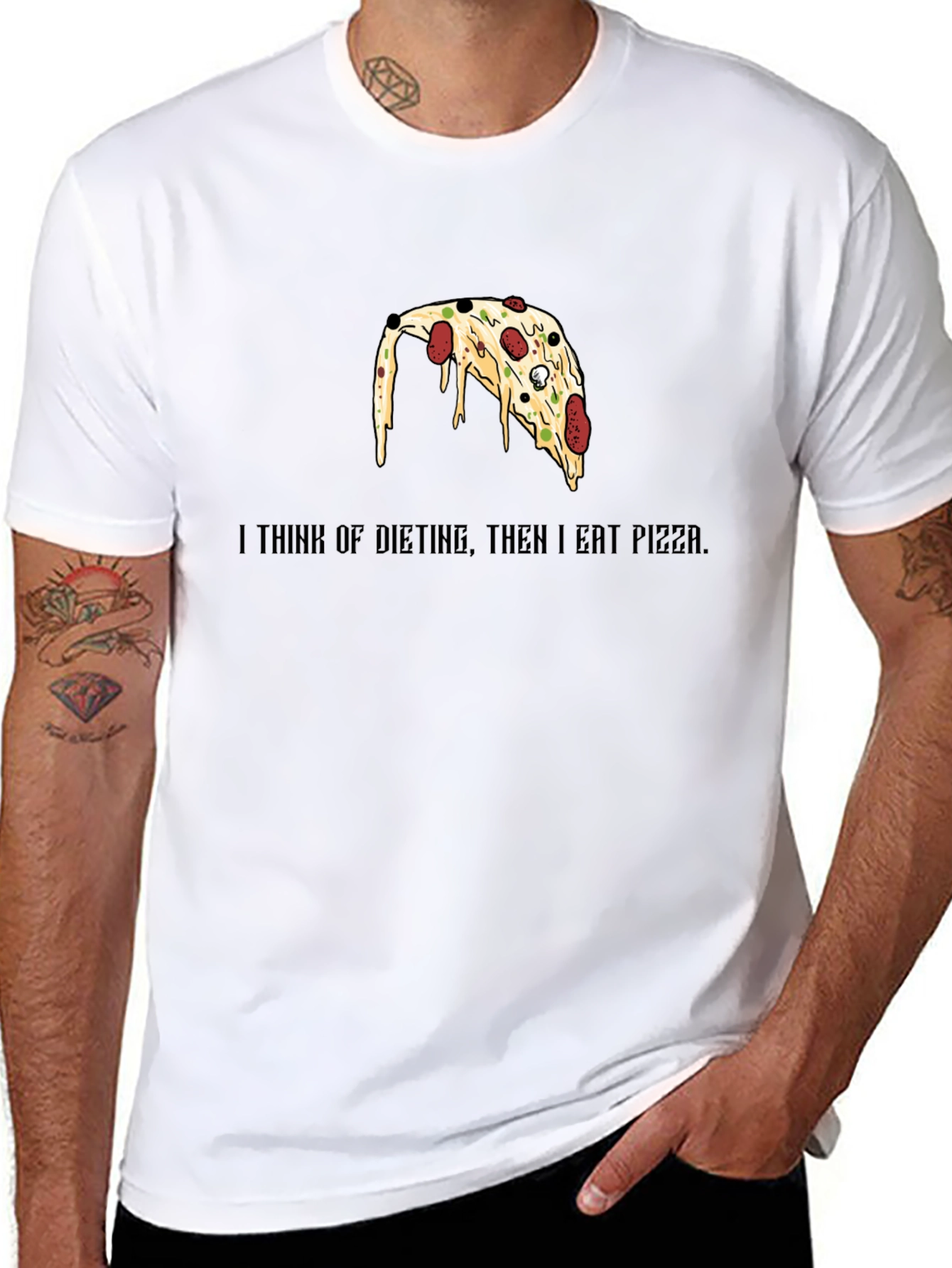 Pizza Lovers Black T-Shirt - Funny Diet Saying