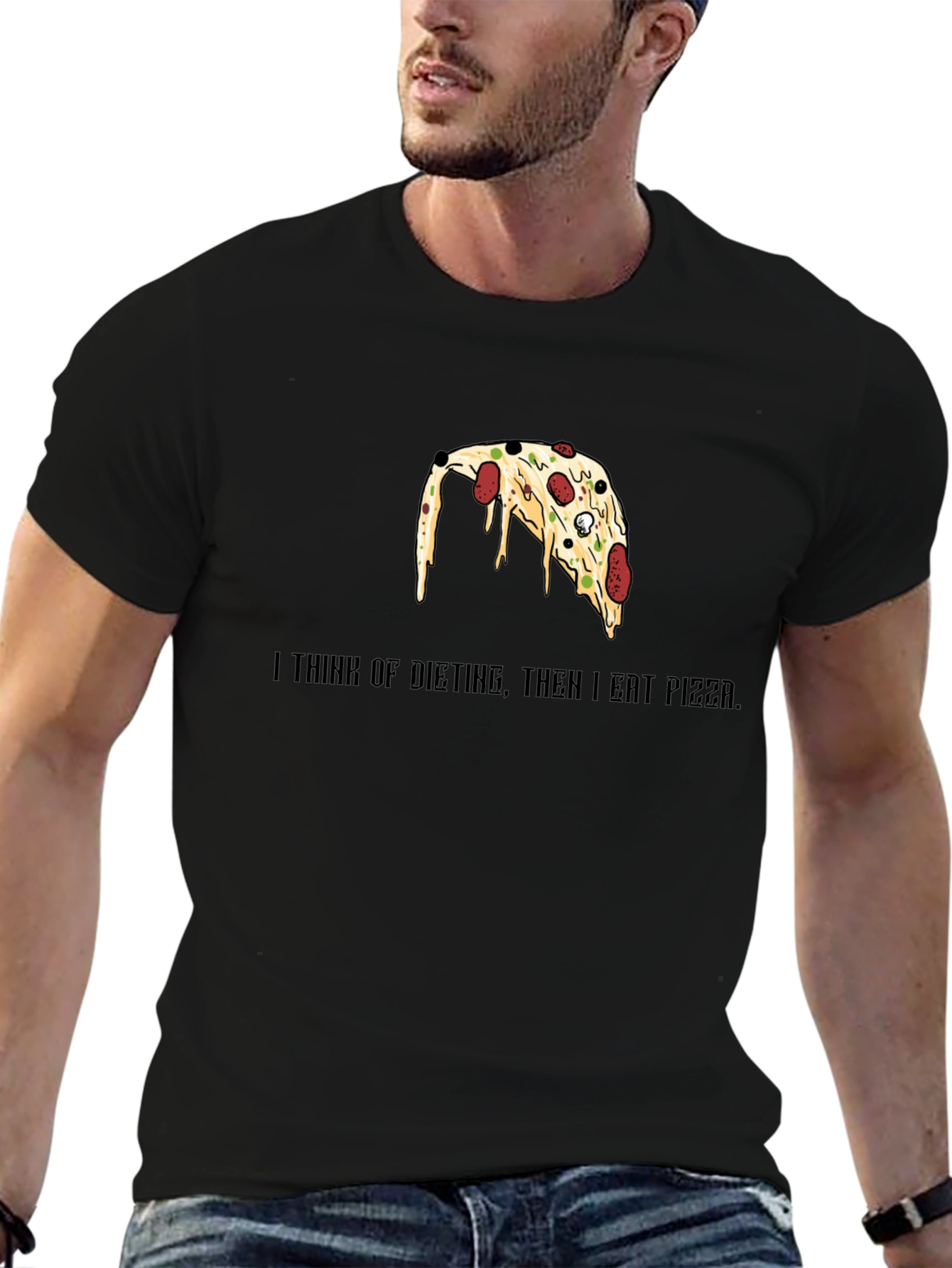 Pizza Lovers Black T-Shirt - Funny Diet Saying