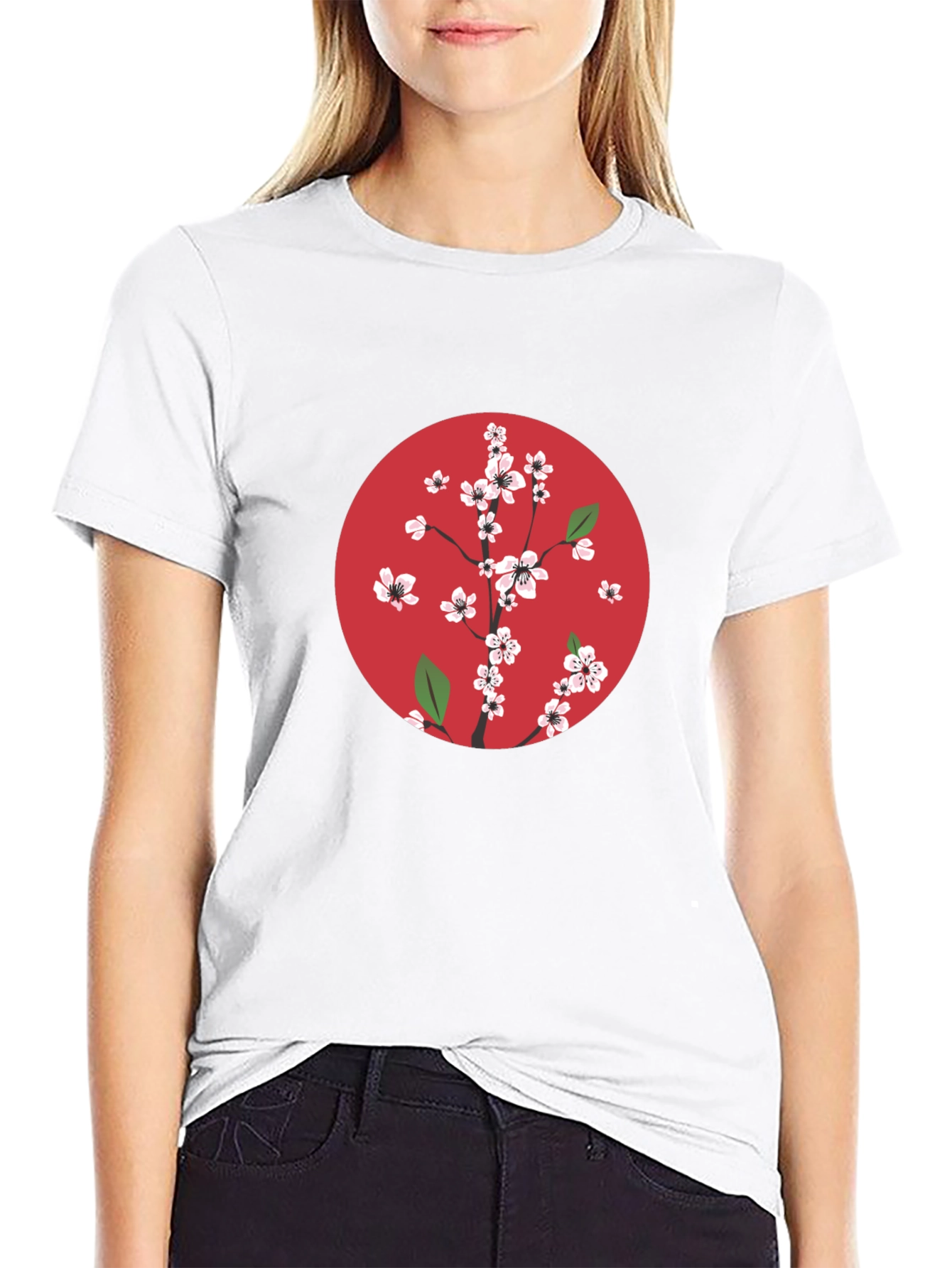 Cherry Blossom Graphic Tee - Black