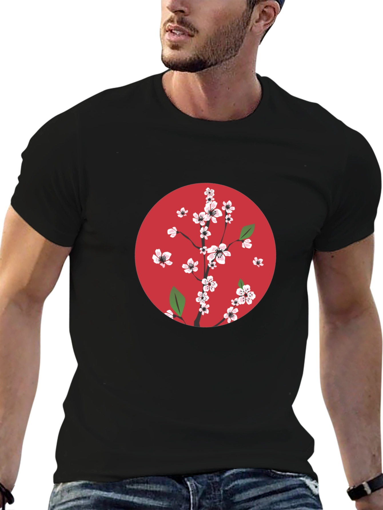 Cherry Blossom Graphic Tee - Black