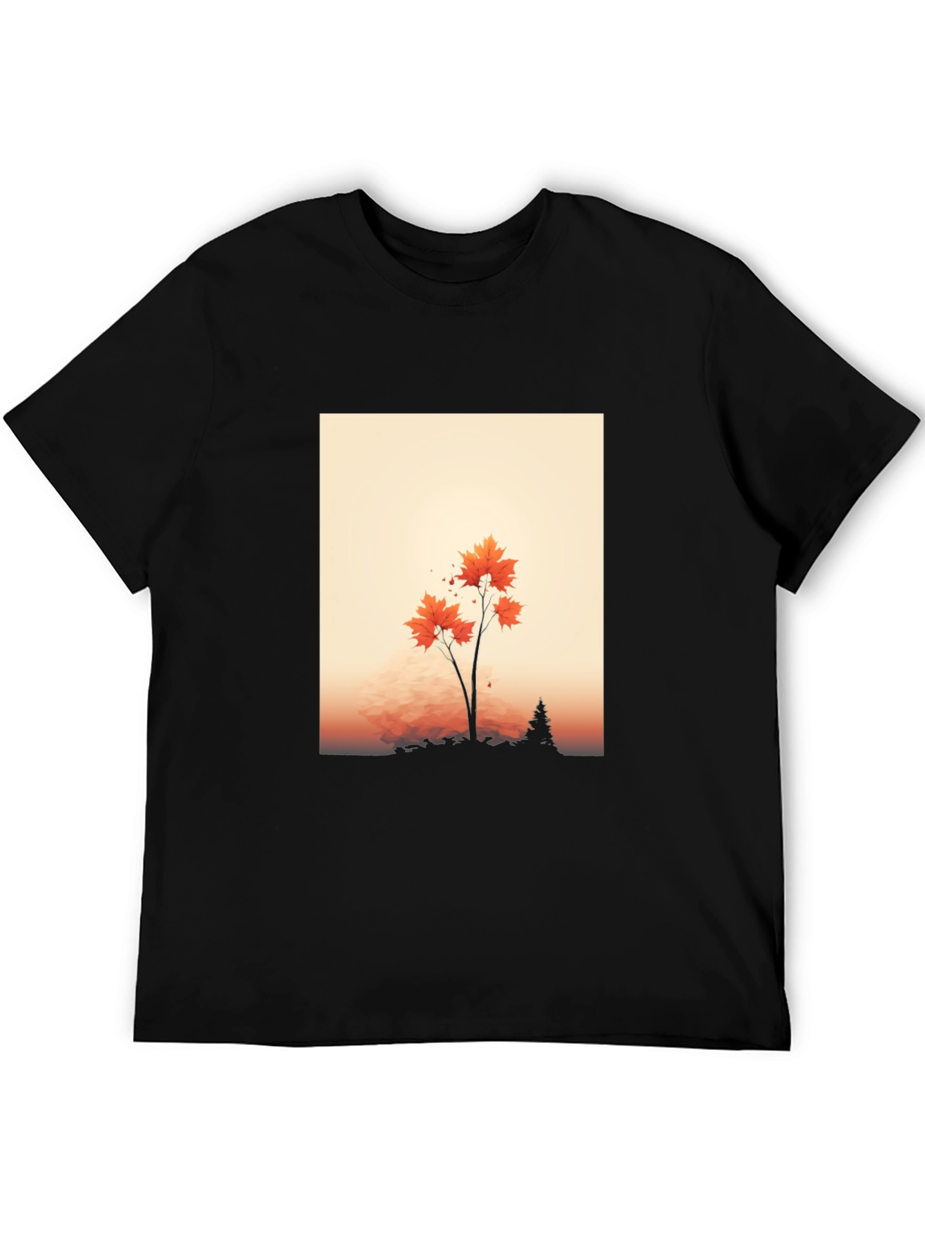 Autumn Tree Graphic Tee - Soft Black T-Shirt