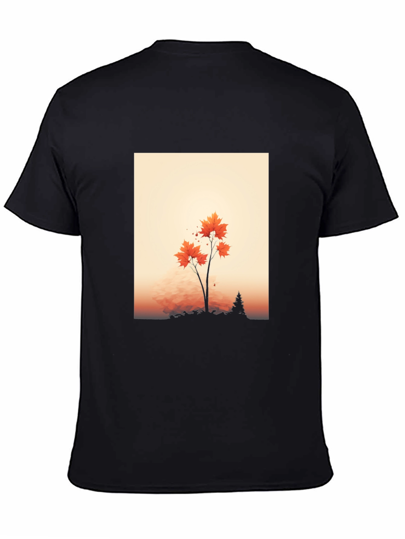 Autumn Tree Graphic Tee - Soft Black T-Shirt