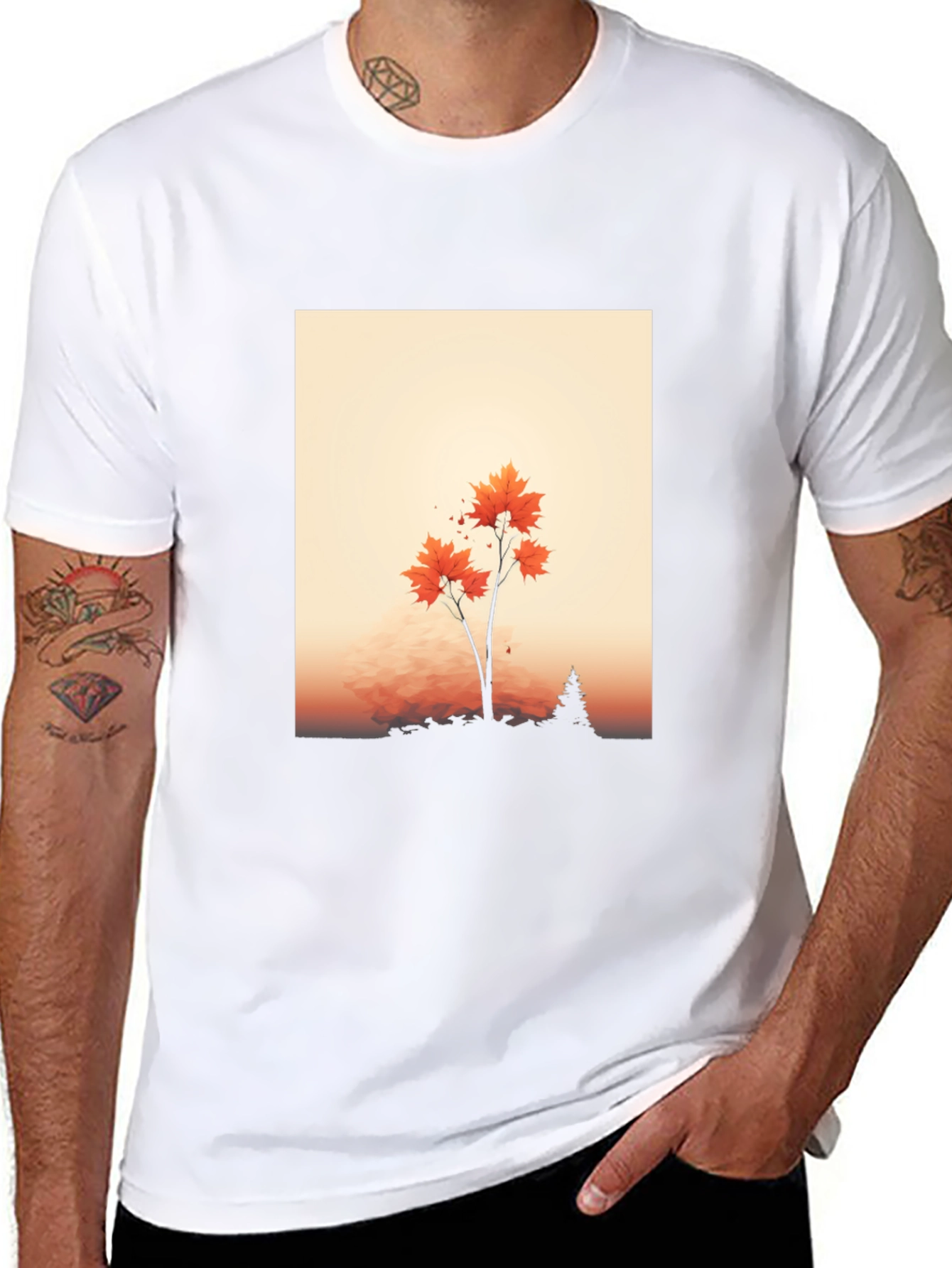 Autumn Tree Graphic Tee - Soft Black T-Shirt