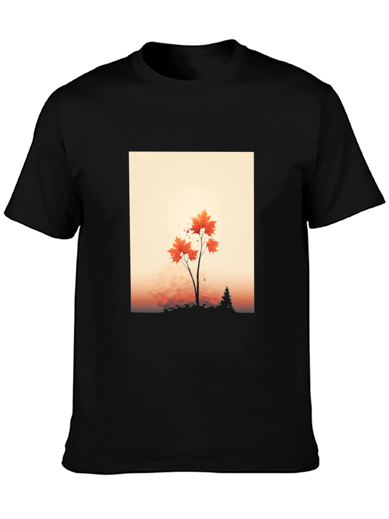 Autumn Tree Graphic Tee - Soft Black T-Shirt
