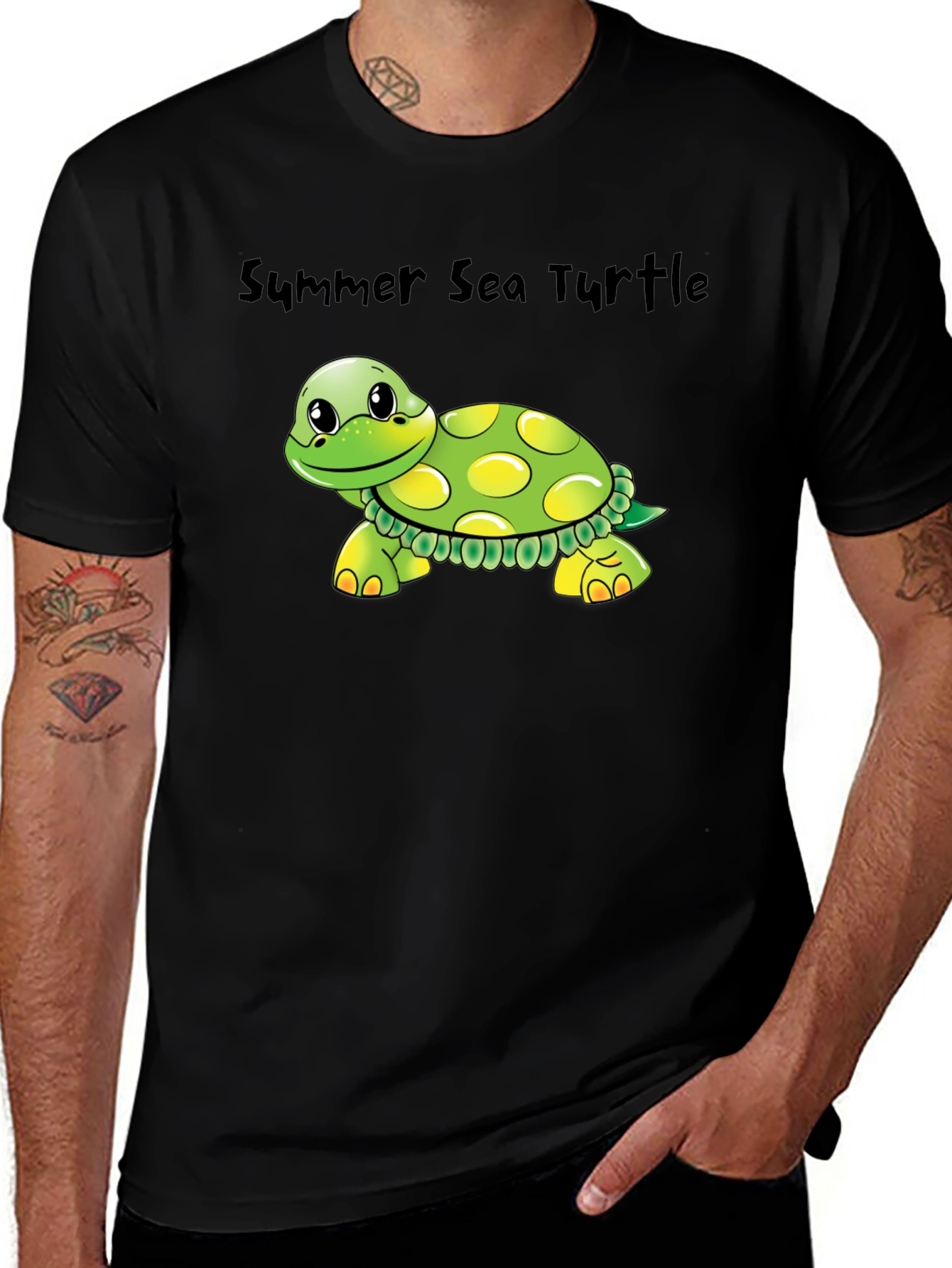 Summer Sea Turtle Graphic Tee - Soft Cotton Blend