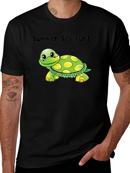 Summer Sea Turtle Graphic Tee - Soft Cotton Blend