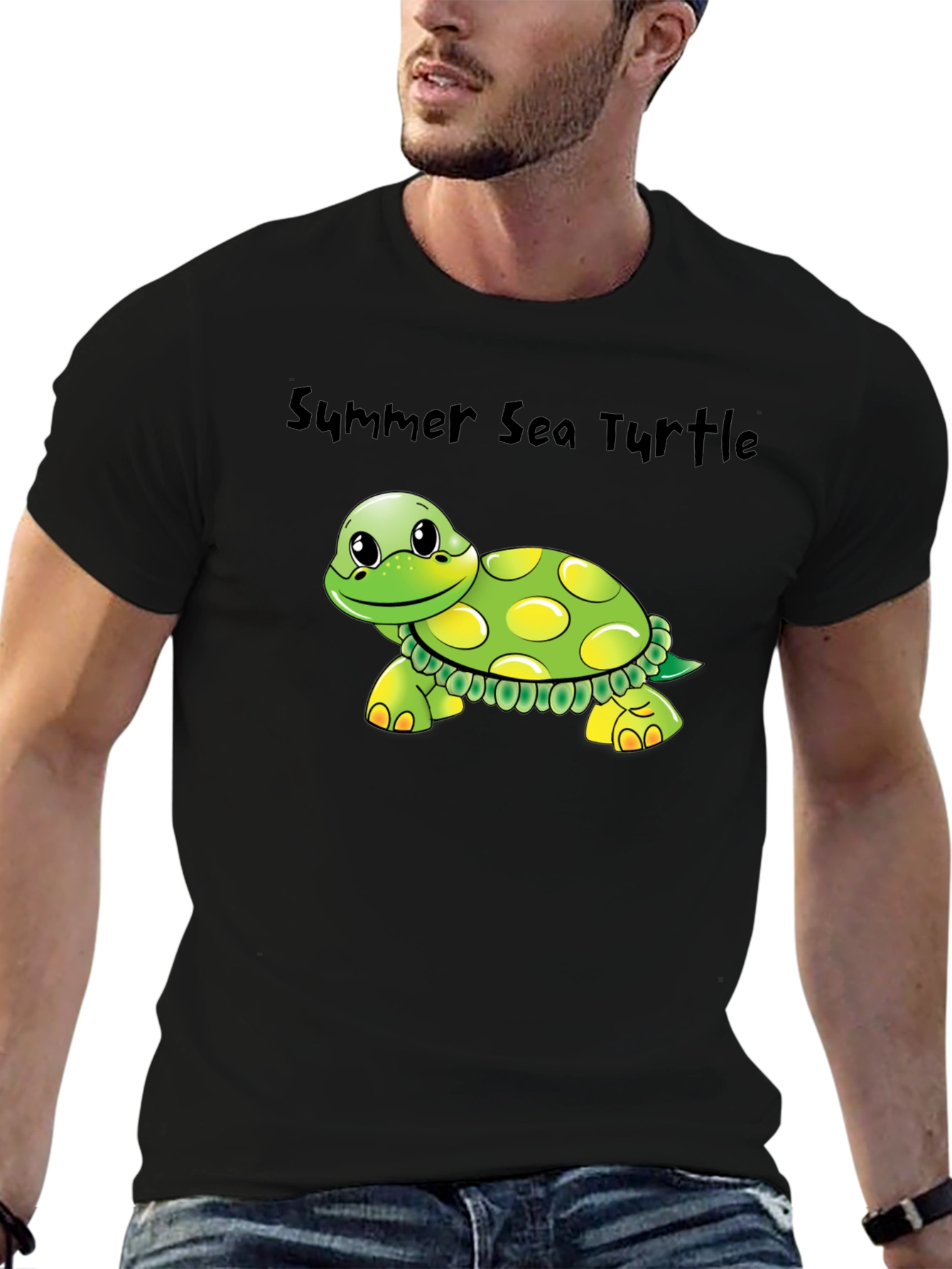 Summer Sea Turtle Graphic Tee - Soft Cotton Blend
